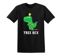 Christmas Tree Rex Men's T-Shirt Tea Rex Dinosaur Lights Xmas Gift Funny T-Shirt Top(Black,XL)