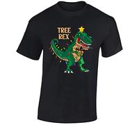 Christmas Tree Rex Mens T-Shirt Xmas Party Funny Santa Novelty Unisex Gift Boys Girls Kids Tshirt Printed Design Black - Youth Small (Age 5-6)