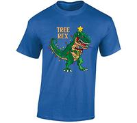 Christmas Tree Rex Mens T-Shirt Xmas Party Funny Santa Novelty Unisex Gift Boys Girls Kids Tshirt Printed Design Royal Blue - Youth Medium (Age 7-8)