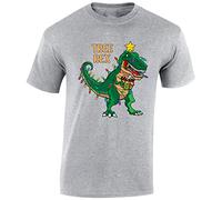 Christmas Tree Rex Mens T-Shirt Xmas Party Funny Santa Novelty Unisex Gift Boys Girls Kids TShirt Printed Design Sport Grey - Youth Large (Age 9-11)