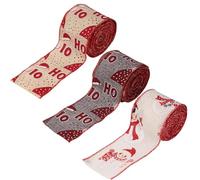 Christmas Tree Ribbon, 3 Rolls Burlap Dot Craft for Holiday Decorating, Premium Wreath Ribbon with Rustic Texture, Seasonal Decor for Tree Trimming, Door Displays, Table Centerpieces