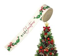 Christmas Tree Ribbon | Festive Printed Reusable 2 m - Christmas Wrapping Ribbon with Thread, for Garland Decoration Entrance Door, Wall, Party, Indoor Living Room, Garden