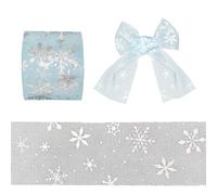 Christmas Tree Ribbon, Snowflake Organza Ribbon Glitter Wired Ribbons for Xmas Tree Decoration Christmas Ribbons for Wreaths Gift Wrapping DIY Crafts Xmas Party Decor Y7XHSD