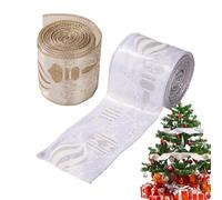 Christmas Tree Ribbon with Metallic Wire - 2 Rolls of Glitter Dots Jute Fabric Ribbon for Tree Decoration | Wrapping and Festive Crafts | For Home Party Window