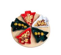 Christmas Tree Rotating Serving Set Lazy Susan Ceramic Xmas Tree Snack Dishes