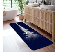 Christmas Tree Runner Rug, Festive Modern Star Snow Christmas Navy Blue Low Pile Sponge Home Indoor Pattern Carpets Non Shedding for Kitchen Entryway Laundry Hallway Decor 2x6 Ft