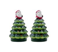 Christmas Tree Salt and Pepper Shakers - Set of 2 Hand-Painted Ceramic Shakers for Festive Holiday Table Decor