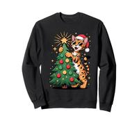 Christmas Tree Savannah Cat Sunglasses Sweatshirt
