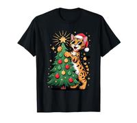 Christmas Tree Savannah Cat Sunglasses T-Shirt