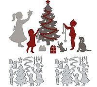 Christmas Tree Sets Embossing Metal Cutting Die Cuts, Merry Christmas Embossing Stencils DIY Crafts Cards Cutting Dies Cuts for DIY Embossing Card Making Photo Decorative Paper Dies Scrapbooking