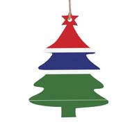 Christmas Tree Shape Christmas Wooden Ornaments â€“ Flag of The Gambia Hanging Xmas Tree Party Decorations, Ideal for Walls, Doors, Windows & Fireplace