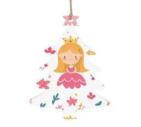 Christmas Tree Shape Christmas Wooden Ornaments - Fairy tales in cartoons Print Festive Holiday Home & Office Decoration for Walls, Windows, Fireplace