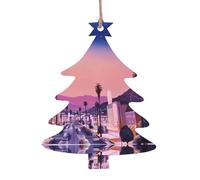 Christmas Tree Shape Christmas Wooden Ornaments - Festive Xmas Tree The Old Hollywood Print Hanging Decor - Perfect Home Decoration for Friends