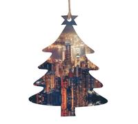 Christmas Tree Shape Christmas Wooden Ornaments - Hong Kong Print Various Shapes for Xmas Tree, Home, and Office Decoration