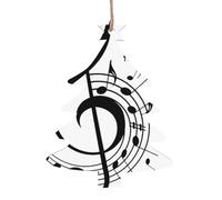 Christmas Tree Shape Christmas Wooden Ornaments - Music Symbol Print Various Shapes for Xmas Tree, Home, and Office Decoration