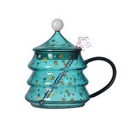 Christmas Tree Shape Coffee Mug Cute Cup Valentine's Christmas Day Birthday Gifts with Lid and Handle for Child Tree Shaped Coffee Mugs