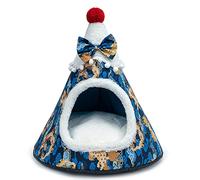 Christmas Tree Shape Pet Tent Soft Bed For Small Dogs & Cats Self-Warming Condo Santa Hat Design Dog House