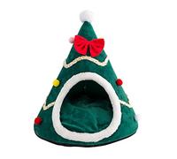 Christmas Tree Shape Pet Tent Soft Bed For Small Dogs & Cats Self-Warming Condo Santa Hat Design Dog House Beds For Indoor Cats Cave
