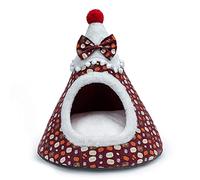 Christmas Tree Shape Pet Tent Soft Bed For Small Dogs & Cats Self-Warming Condo Santa Hat Design Dog House