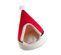 Christmas Tree Shaped Cat Tent Bed for Winter Warmth Red | Washable Sponge and PP Cotton, Semi Enclosed Design, Private Space Comfort, Pig and Mouse Use Random Color Random Style