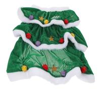 Christmas Tree Shaped Dog Costume for Puppy Party Wear Green | Polyester, Easy to Put on Comfortable, Warm for Cosplay Party, Little Pet Size L 35cm