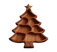 Christmas Tree Shaped Plate - Wood | Divided Food Serving Tableware, Cristmas Tenuee Serving Tray Cheese Board | Fruit, Dessert, Meat, Nut, Table, Home Decor, Fines