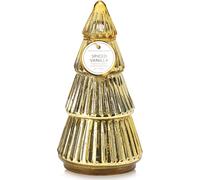 Christmas Tree Shaped Scented Candle Gift, 8oz Decoration Candles, Winter Holiday Mercury Decorative Green Glass Tree Candle, Decor for Home, Vanilla Fragrance, Gold