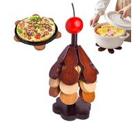 Christmas Tree Shaped Wooden Trivet | 3 Pieces Foldable Trivet | Heat Resistant Desk Coasters with Stand | For Worktop Saucepan Pan Bowl Teapot