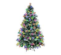 6ft/1.8m Pre-Lit Artificial Christmas Tree Lapland Fir - 260 LED Multicolour Lights, Snow Flocked 935 PE/PVC Tips, Snowy Bushy Hinged Branches, Metal Stand for Xmas Home Decorations