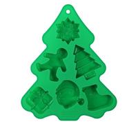 Christmas Tree Silicone Mold - 6 Cavity Fondant, Non-Stick Silicone Mold for Baking & Fondant | Christmas Molds Santa, Tree, Snowflake, Gingerbread & Bell Shapes | Holiday Cake, Cookie, Candy & Party