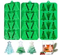 Christmas Tree Silicone Molds 3 Pack, Christmas Tree Ice Cube Trays | Food Grade Non-Stick Silicone Molds for Chocolate, Candy, Ice Cubes & Wax Melts, Holiday Baking and DIY Craft Mold