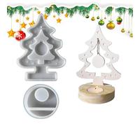 Christmas Tree Silicone Mould - 2 Piece Shape for Candle Holders with Base | Flexible Casting of Epoxy Resin | for DIY Festive Crafts, Table Decorations, Wedding Centerpieces