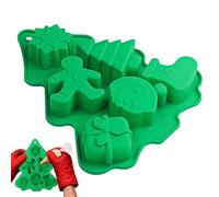 Christmas Tree Silicone Mould - 6 Cavity Fondant, Non-Stick Silicone Mould for Baking & Fondant, Christmas Molds Santa, Tree, Snowflake, Gingerbread & Bell Shapes, Holiday Cake, Cookie, Candy & Party