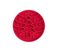 Christmas Tree Silicone Slow Feeder Dog Bowl, 7.8in Anti-Gulping Pet Dish with Suction Base, Green,Red (Red christmas tree)