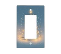 Christmas Tree Single Rocker Light Switch Cover, Festive Fanciful Star Swirls Xmas Blue Plastic Standard Size Accents Wall Switch Plates for Home Living Room Bedroom Bathroom Decor