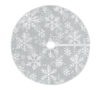 Christmas Tree Skirt 36 inch Xmas Tree Skirts White Snowflakes Gray Snow Winter Holiday Party Tree Mat Decor for Merry Christmas Indoor Outdoor Decoration