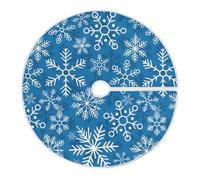 Christmas Tree Skirt 36 inch Xmas Tree Skirts White Snowflakes Snow Blue Winter Holiday Party Tree Mat Decor for Merry Christmas Indoor Outdoor Decoration
