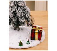 Christmas Tree Skirt, 40cm White Plush Xmas Tree Mat with Snowflake & Stars Sequin Design, Double Layer Thick Base Cover for Xmas Holiday Party Home Christmas Decorations Indoor Outdoor Use