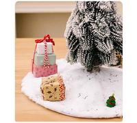 Christmas Tree Skirt, 40cm White Plush Xmas Tree Mat with Snowflake & Stars Sequin Design, Double Layer Thick Base Cover for Xmas Holiday Party Home Christmas Decorations Indoor Outdoor Use