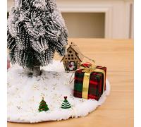 Christmas Tree Skirt, 40cm White Plush Xmas Tree Mat with Snowflake & Stars Sequin Design, Double Layer Thick Base Cover for Xmas Holiday Party Home Christmas Decorations Indoor Outdoor Use