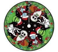 Christmas Tree Skirt 48 Inch Chistmas Nightmare Before Tree Collar Jack and Sally New Year Winter Xmas Tree Decor Zero Christmas Decorations for Home Party