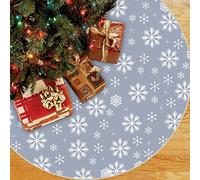 Christmas Tree Skirt, 48 Inch Large Grey Tree Skirt Cover with White Snowflakes, Polyester Gray Xmas Tree Mat for Christmas Party Winter Holiday Decor New Year Decoration Indoor Outdoor