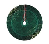 Christmas Tree Skirt 48" Plush Christmas Decorations Tree Base Mat Thick Velvet Rugs For Holiday Home Decor Party Xmas Green Vintage Floral