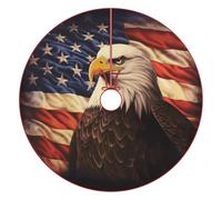Christmas Tree Skirt 48"x48" Large Tree Skirt Flag and Eagle Xmas Trees Skirts Rustic Christmas Trees Mat Decorations for Winter New Year Holiday Party Decor Indoor Outdoor