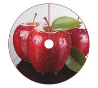 Christmas Tree Skirt 48"x48" Large Tree Skirt Red Apple Fruit Xmas Trees Skirts Rustic Christmas Trees Mat Decorations for Winter New Year Holiday Party Decor Indoor Outdoor
