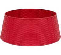 Christmas Tree Skirt 72cm Round Red Rattan Tree Base Cover - Plastic Tree Collar Basket for Xmas Decoration - Home Décor Ideal for Trees Up to 7ft