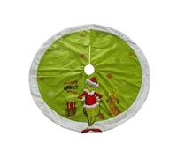 Christmas Tree Skirt 75-122cm Green Elf Xmas Tree Skirts Mat Santa Gnome Reindeer Print Mat Merry Christmas Festive Decor G-rinch Xmas Base Cover