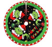 Christmas Tree Skirt 75-122cm Green Elf Xmas Tree Skirts Mat Santa Gnome Reindeer Print Mat Merry Christmas Festive Decor G-rinch Xmas Base Cover