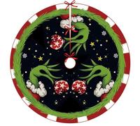 Christmas Tree Skirt 75-122cm Green Elf Xmas Tree Skirts Mat Santa Gnome Reindeer Print Mat Merry Christmas Festive Decor G-rinch Xmas Base Cover