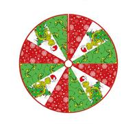 Christmas Tree Skirt 75-122cm Green Elf Xmas Tree Skirts Mat Santa Gnome Reindeer Print Mat Merry Christmas Festive Decor G-rinch Xmas Base Cover